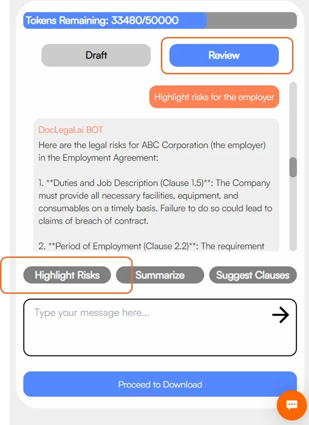 AI Document Review Features